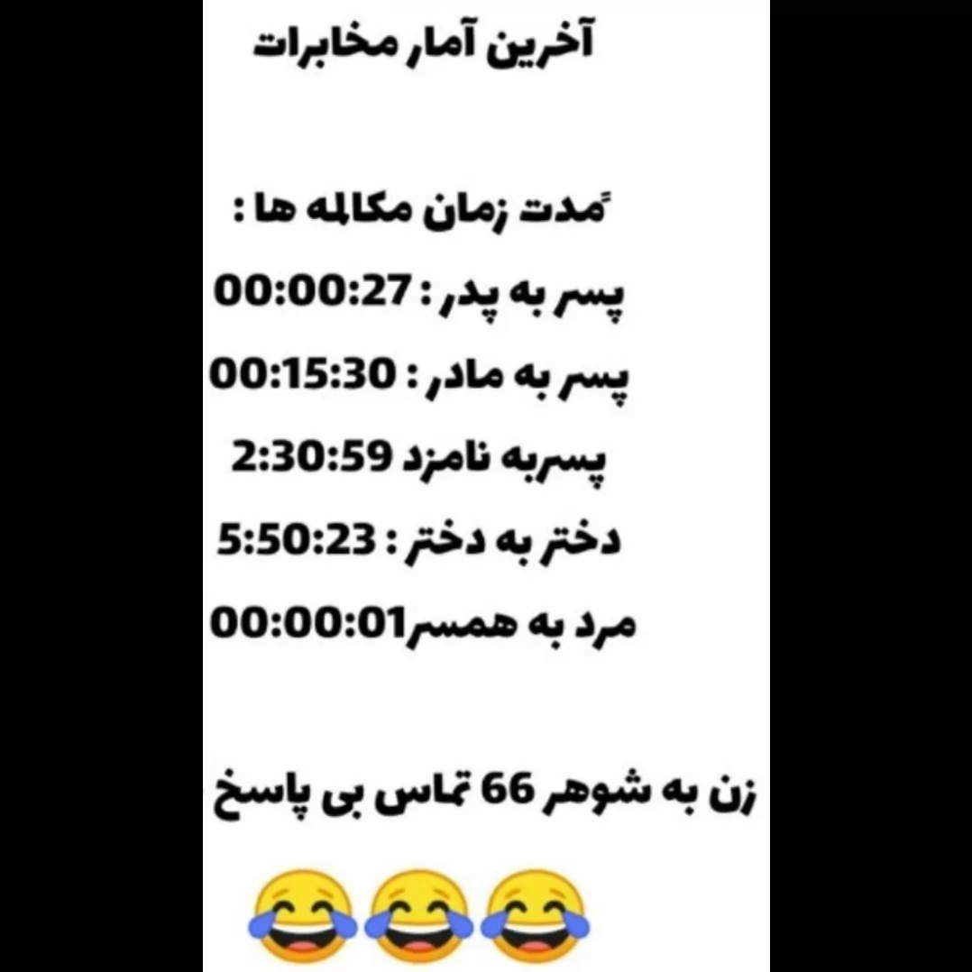 شت<br />
آمار مخابرات رو گرفتم 😂